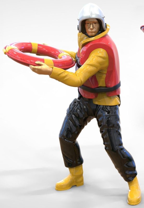 Model Figure of RNLI throwing a life ring