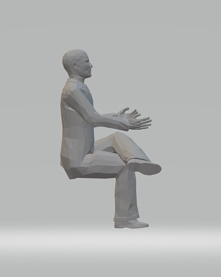  model of a bald man sitting