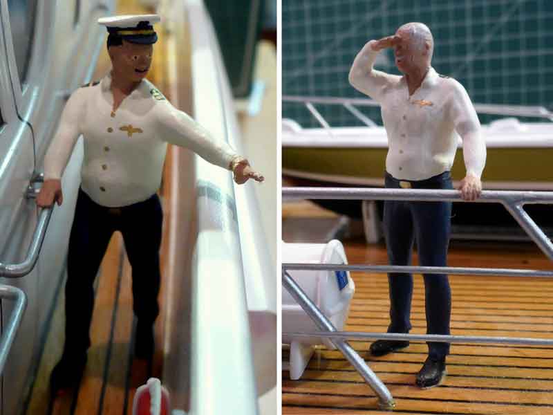 3d printed figures on a boat and train